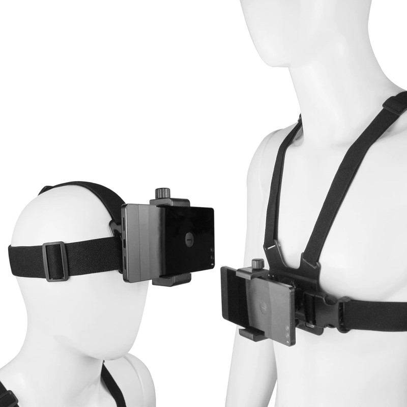 Chest mount for phone and head belt clip for POV/VLOG shooting,