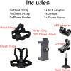 Chest mount for phone and head belt clip for POV/VLOG shooting,