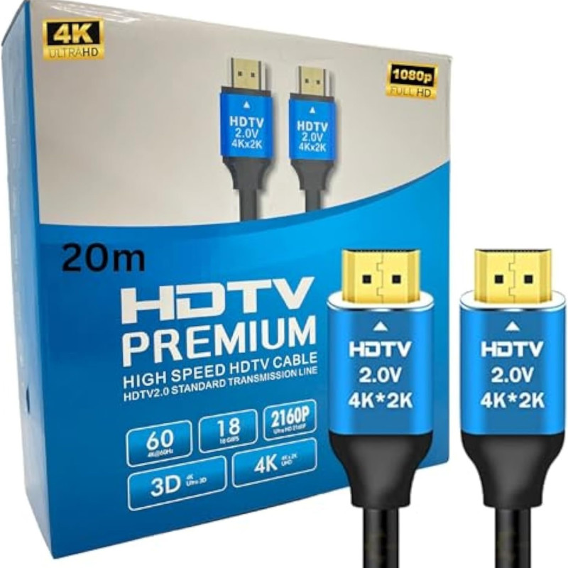 ئەپڵ HDMI 4K کێبڵی HDTV خێرایی بەرز 20 مەتر