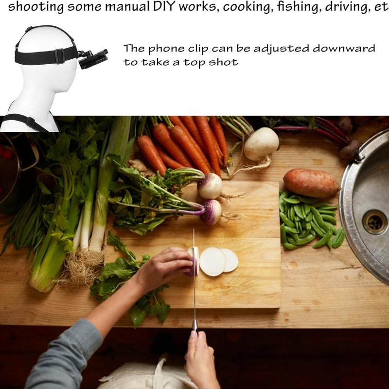 سترة تثبيت على الصدر للهاتف ومشبك حزام راس لتصوير POV/VLOG، سترة تثبيت على الصدر للهاتف ومشبك حزام راس لتصوير POV/VLOG،