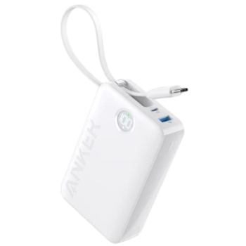 ANKER 335 POWER BANK 20K MAH 22.5W WITH BUILT USB-C CABLE WHITE ANKER 335 POWER BANK 20K MAH 22.5W WITH BUILT USB-C CABLE WHITE