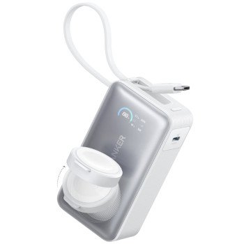 Anker MagGO POWER BANK10K mAh 35w phone and apple watch white