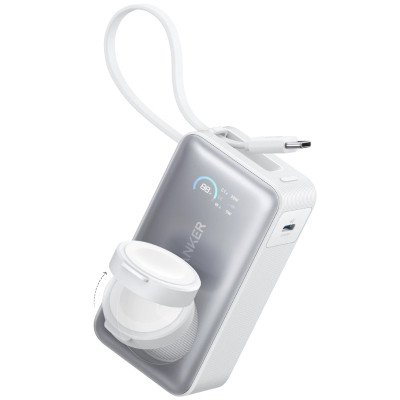 Anker MagGO POWER BANK10K mAh 35w phone and apple watch white