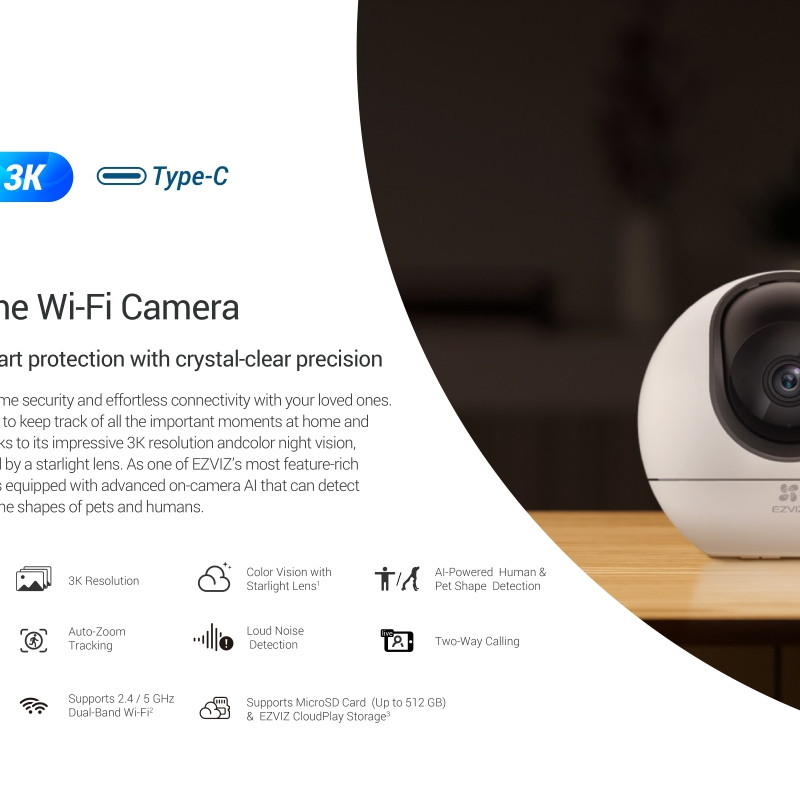 Ezviz H6 3K Akıllı Ev Wi-Fi Kamerası