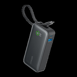 anker power bank 10k mAh 30w bulit-in usb-c+lightning cable black