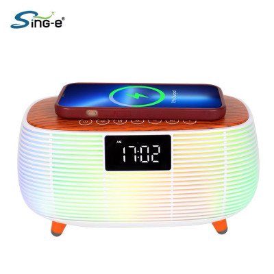 Clock Display Loud Sound RGB Lighting BT AUX DC Speakers