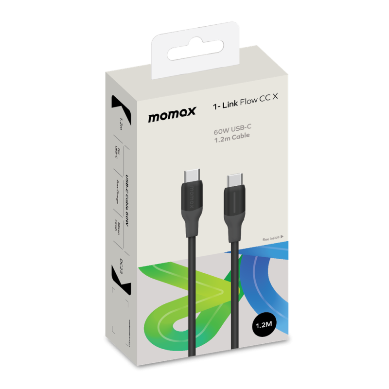 MOMAX 1-LINK FLOW 60W USB-C - USB-C KABLOSU 1,2 M