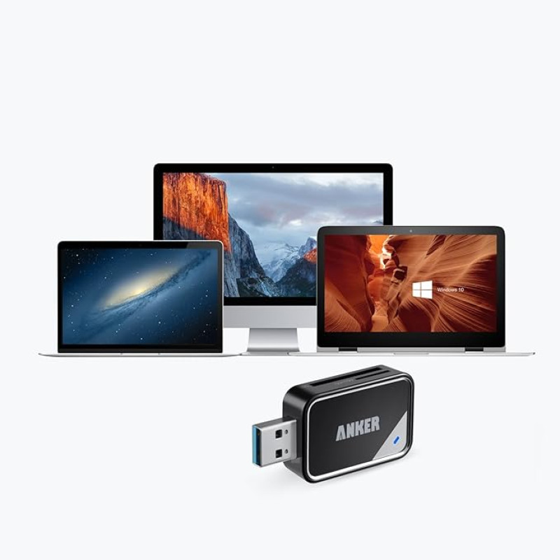 کارت خوێنەری گەورەی ئەنکەر 2 لە 1 USB 3.0 کارت خوێنەری گەورەی ئەنکەر 2 لە 1 USB 3.0
