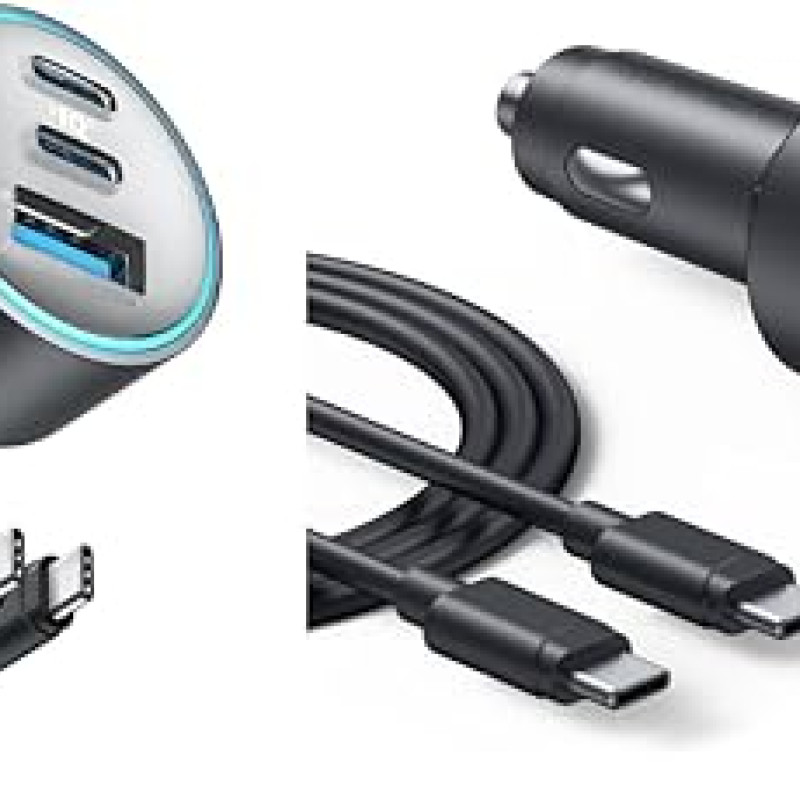 شاحن سيارة Anker 335 بقوة 67 وات مع كابل C-to-C بطول 3 أقدام، أسود1