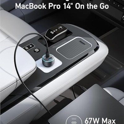 Anker 335 Car Charger 67W with 3ft C-to-C Cable Black1