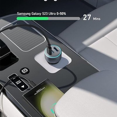 Anker 335 Car Charger 67W with 3ft C-to-C Cable Black1