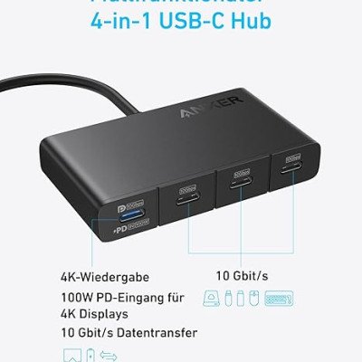 Anker USB-C Display Hub 4-in-1 4K Display, 10Gbps, 100W PD-IN Anker USB-C Display Hub 4-in-1 4K Display, 10Gbps, 100W PD-IN