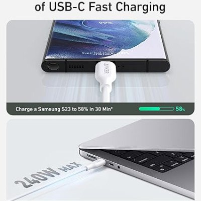 Durable. Fast Charging. Eco-Friendly. Anker USB-C to USB-C Cable (3 ft, 240W, Bio-Based) Durable. Fast Charging. Eco-Friendly. Anker USB-C to USB-C Cable (3 ft, 240W, Bio-Based)