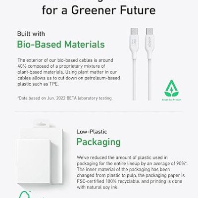 Durable. Fast Charging. Eco-Friendly. Anker USB-C to USB-C Cable (3 ft, 240W, Bio-Based) Durable. Fast Charging. Eco-Friendly. Anker USB-C to USB-C Cable (3 ft, 240W, Bio-Based)