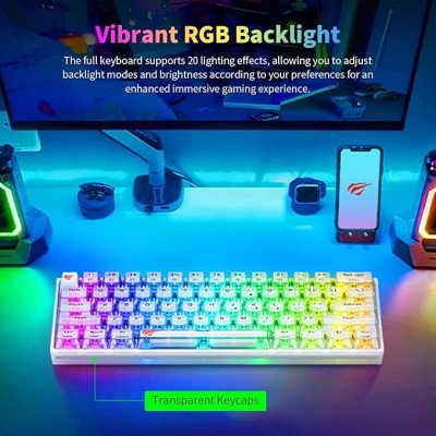 Havit KB903L Gaming keyboard 61 key Transparent white Havit KB903L Gaming keyboard 61 key Transparent white