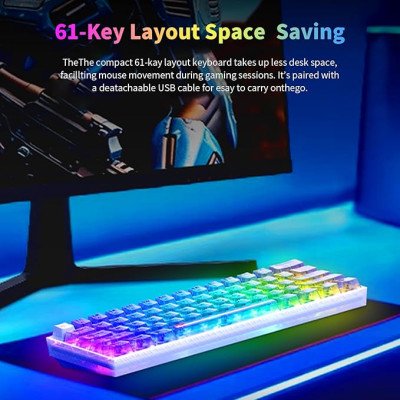 Havit KB903L Gaming keyboard 61 key Transparent white Havit KB903L Gaming keyboard 61 key Transparent white