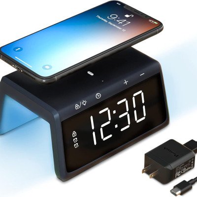 Havit W320 Wireless charger with marble clock