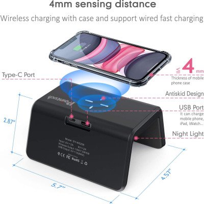 Havit W320 Wireless charger with marble clock