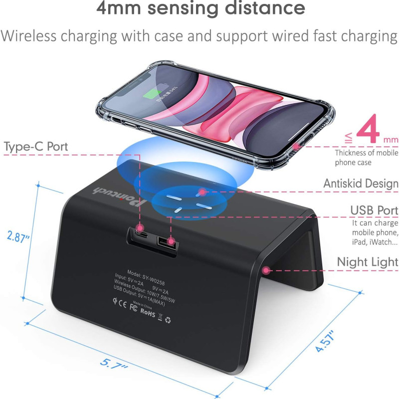 Havit W320 Wireless charger with marble clock